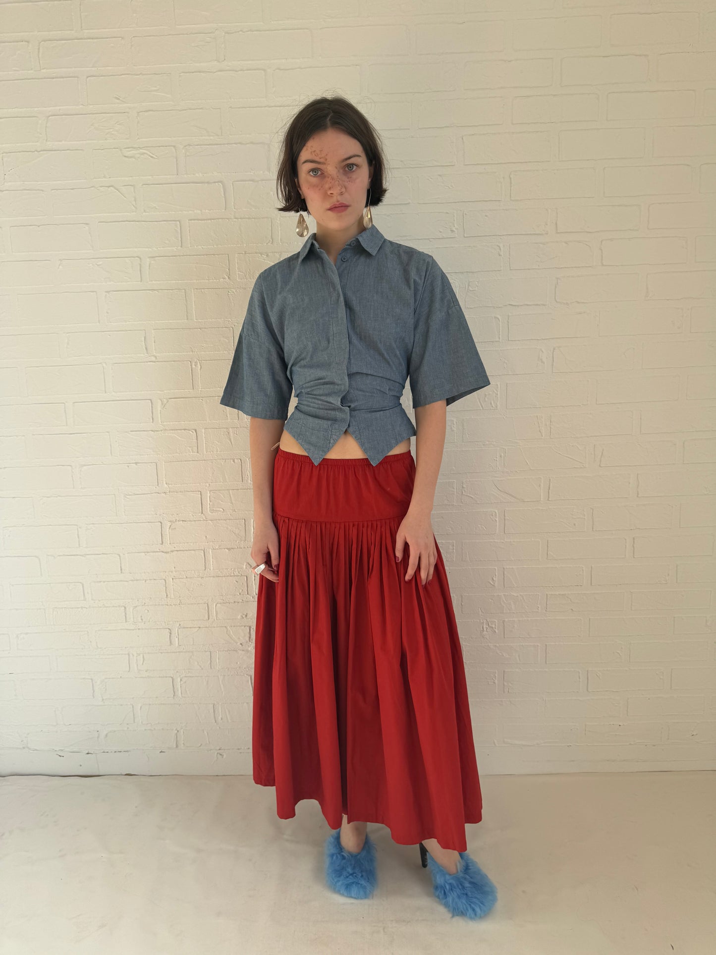 cotton poplin maxi skirt