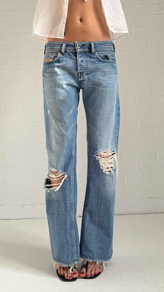 Distressed Boot Cut Jeans