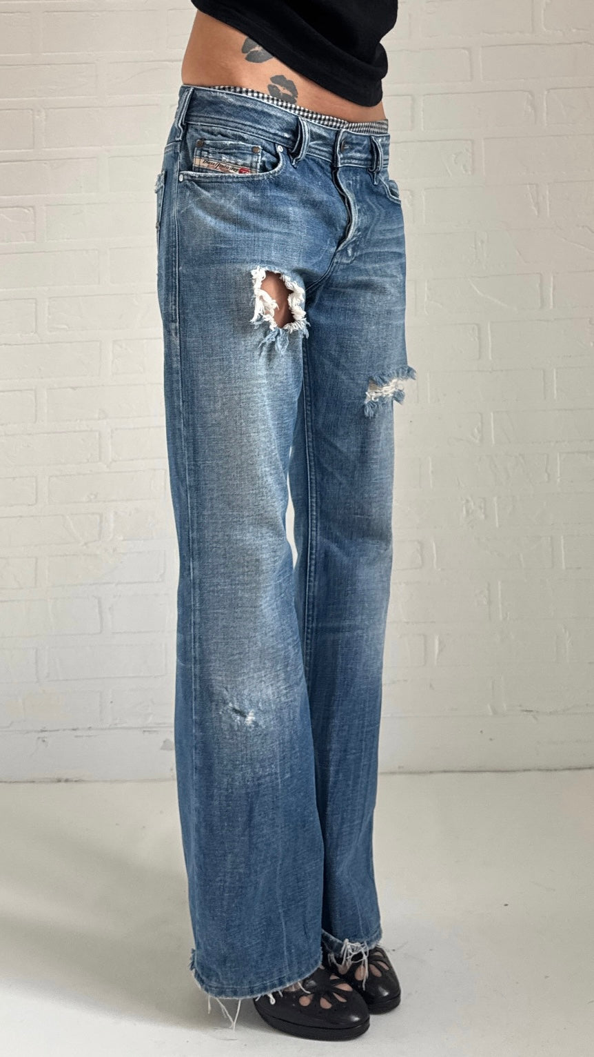 Distressed Bootcut Jeans