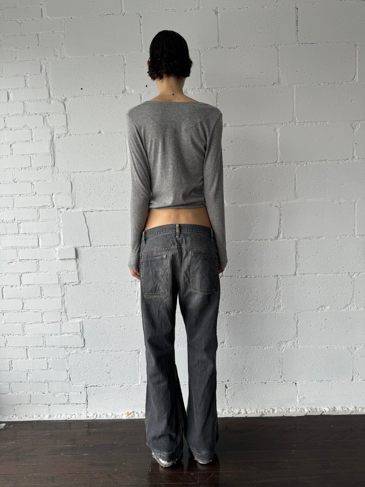 distressed baggy jeans/ light grey 32