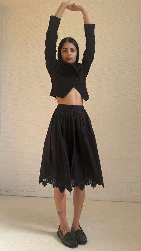 Cropped Wool Blazer Black