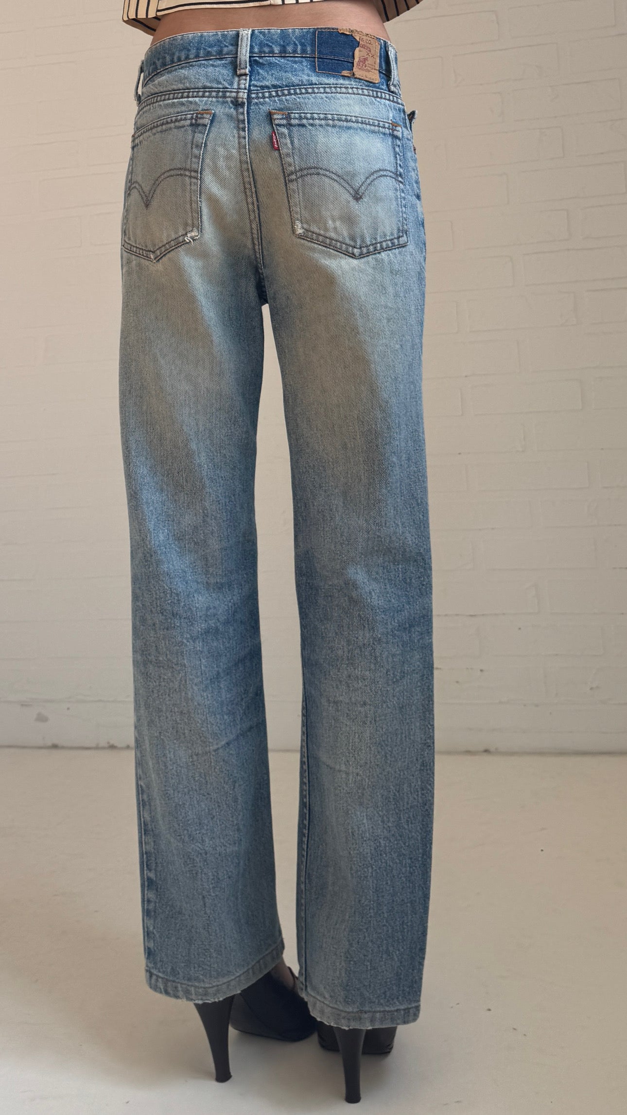 Distressed Straight-Leg Jeans
