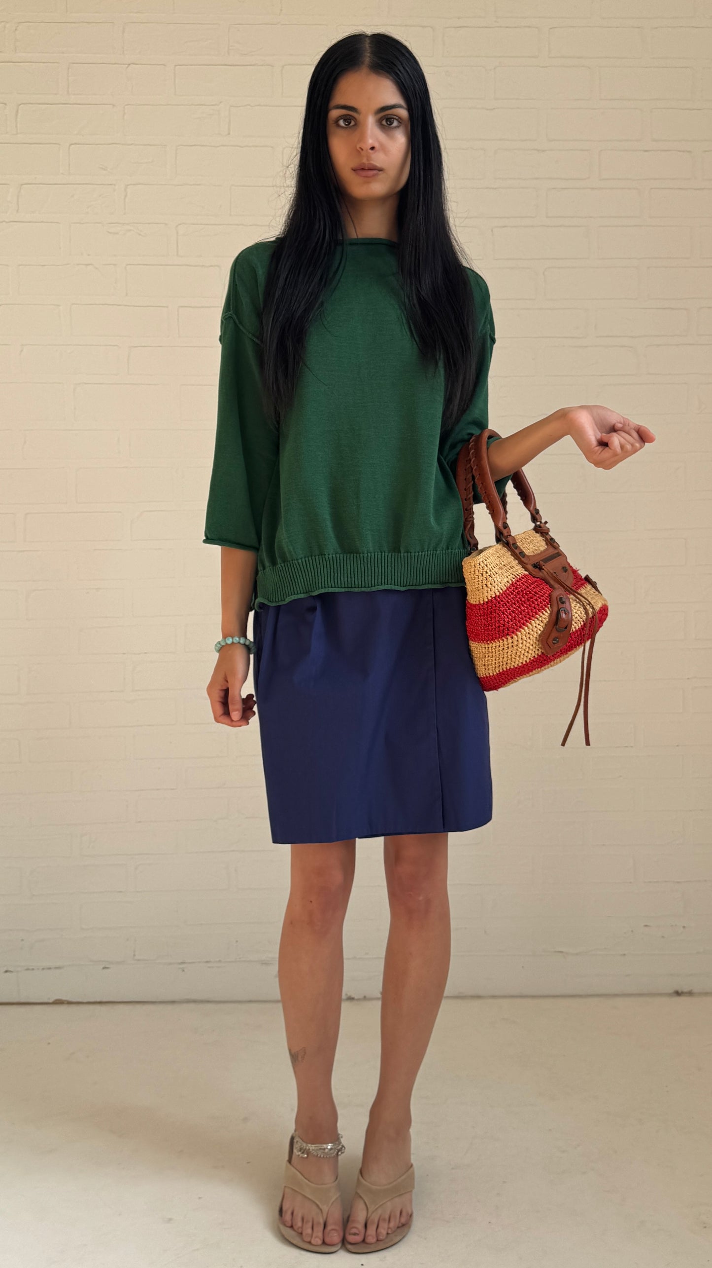 Moto Raffia Panier Basket Bag
