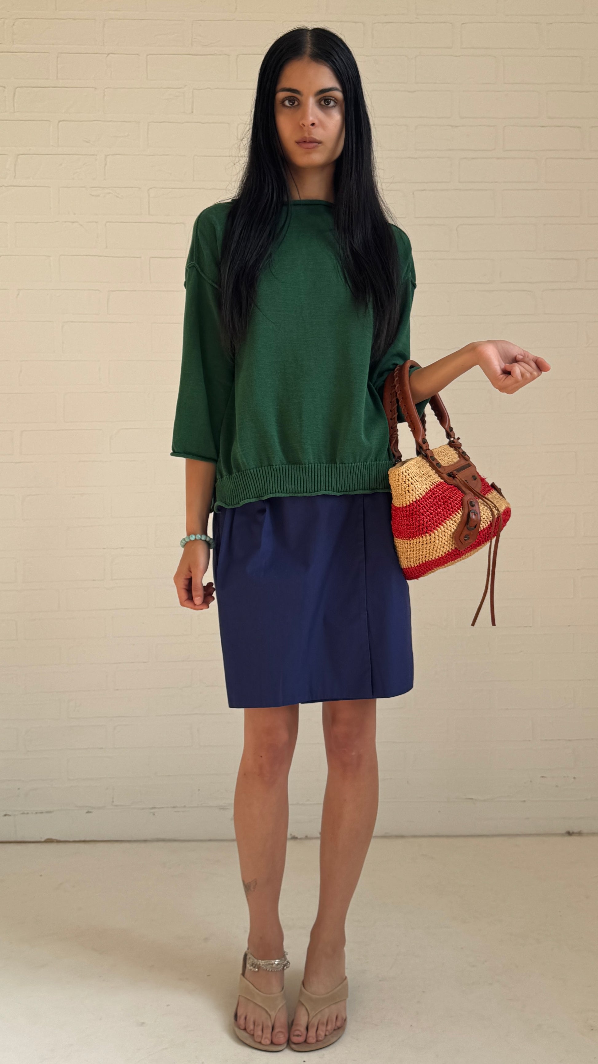 Moto Raffia Panier Basket Bag