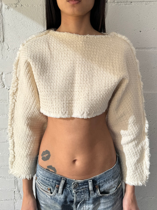 woven crop top / bone