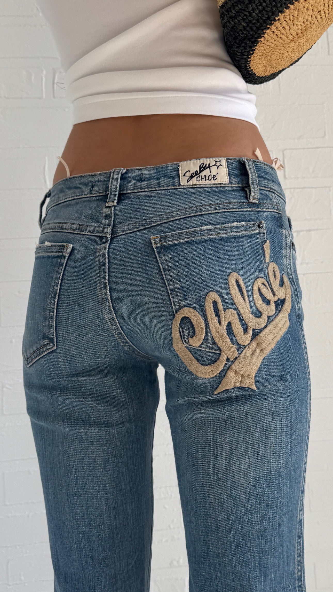 Embroidered Slim Straight-Leg Jeans
