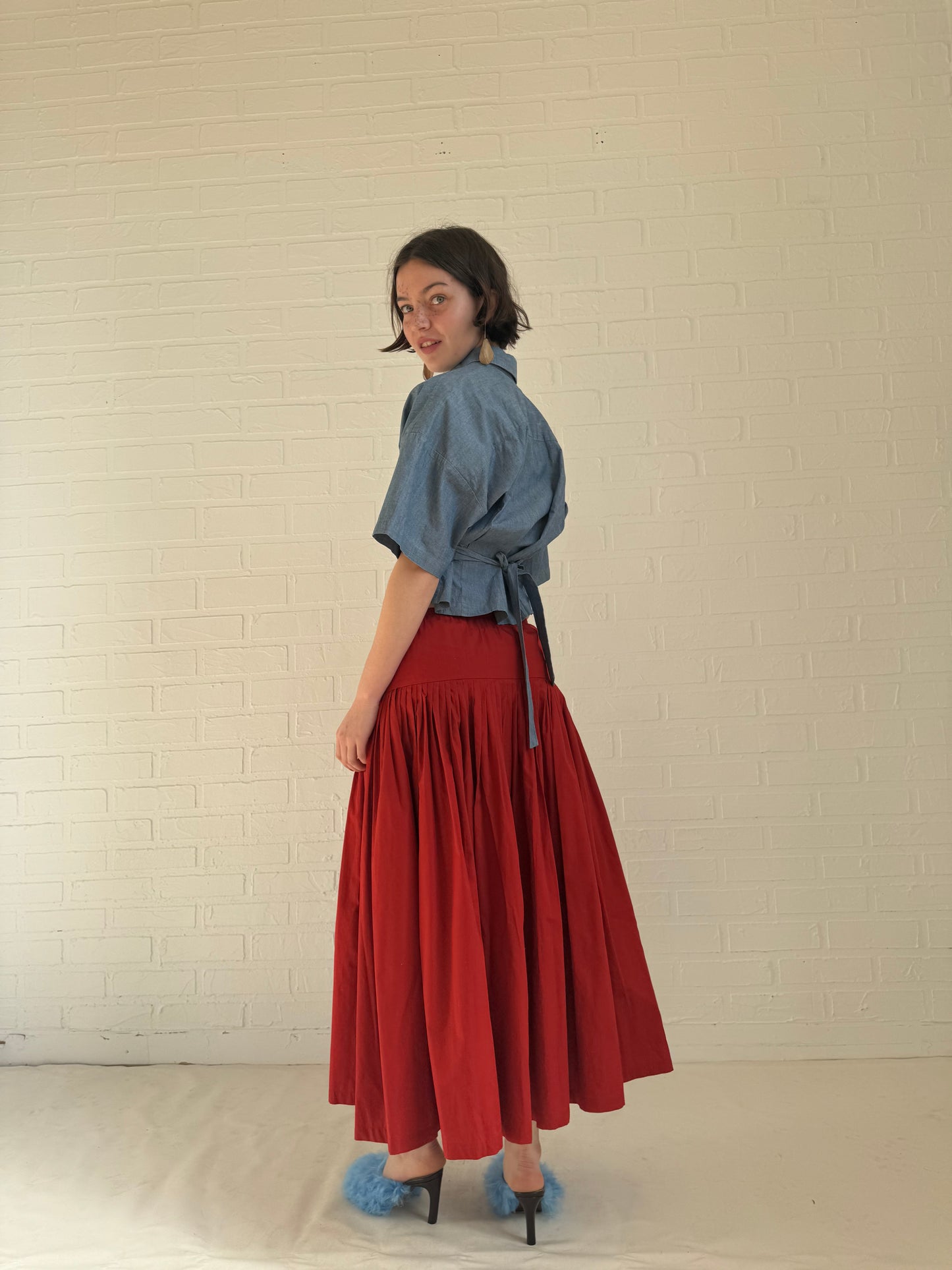 cotton poplin maxi skirt