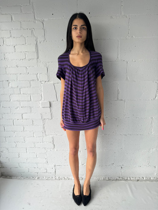 '07 mini dress purple / brown stripe