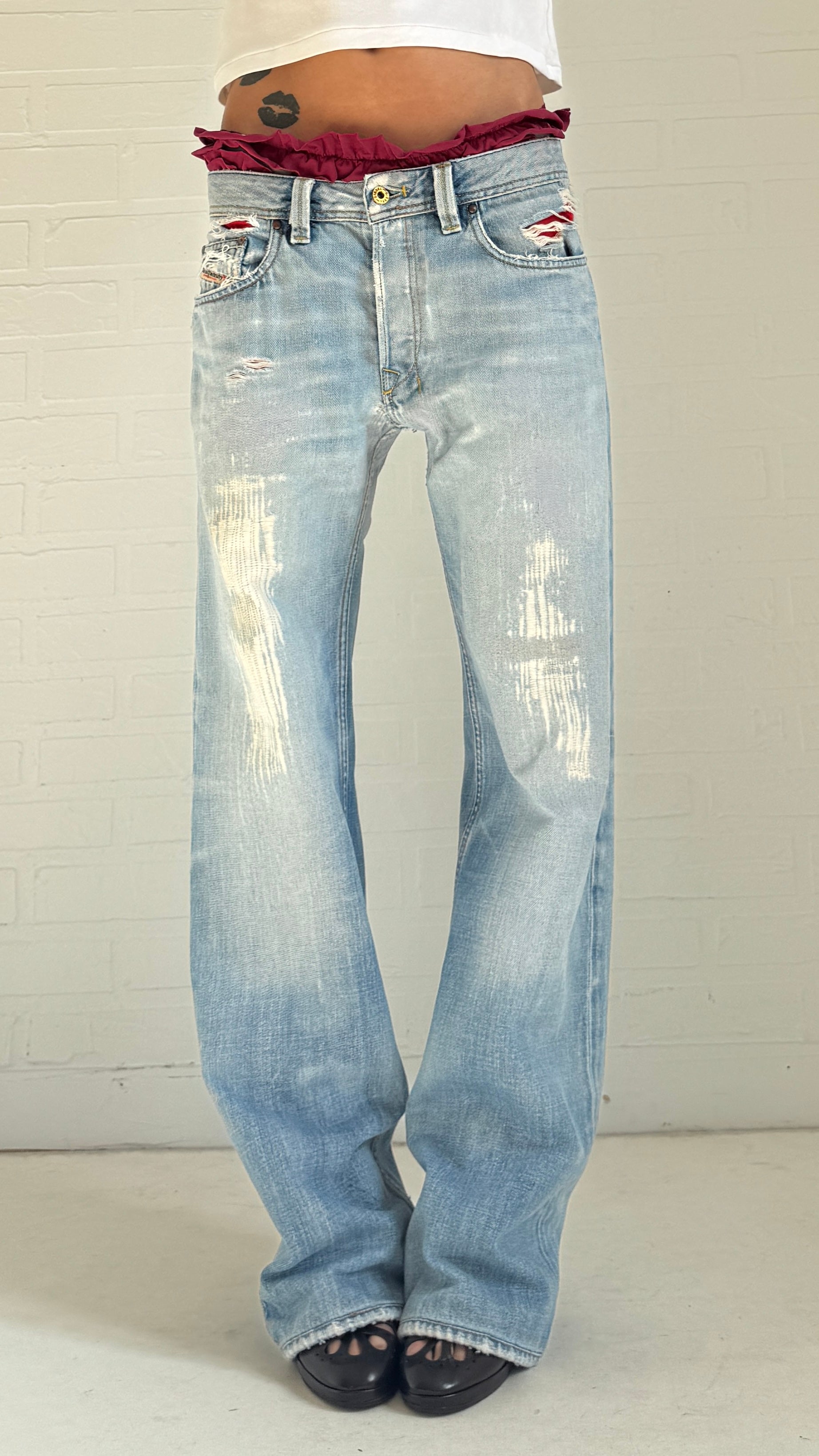 Distressed Bootcut Jeans