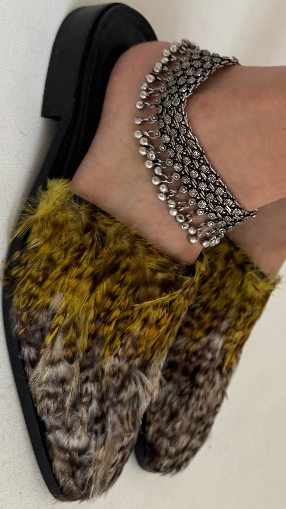 Feather Sabot Flat Mules