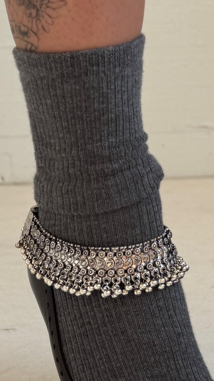 Silver Bell Fringe Anklet