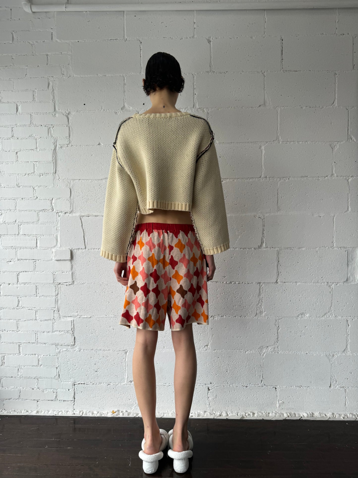 knit baggy mini shorts
