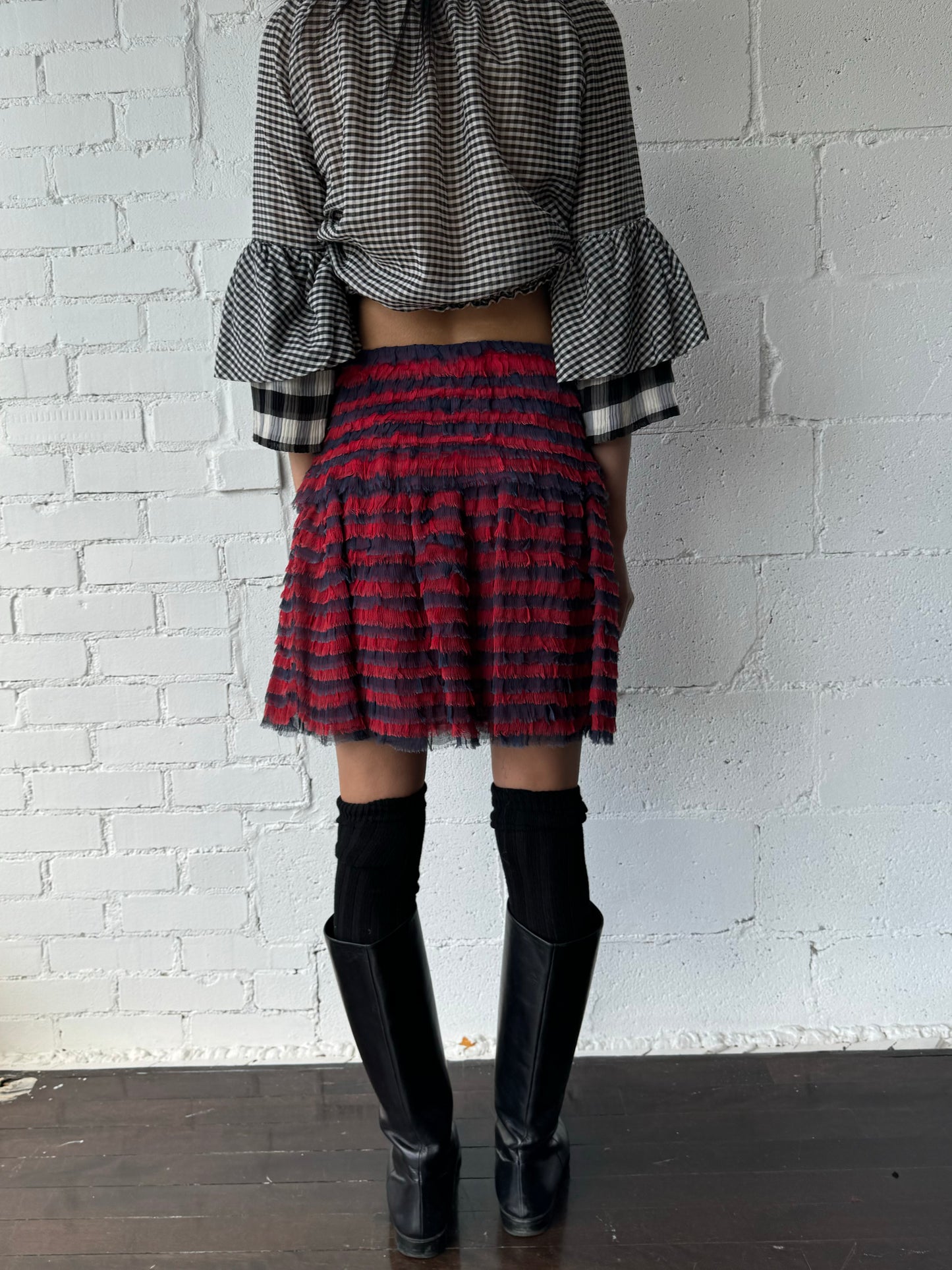 silk striped mini skirt