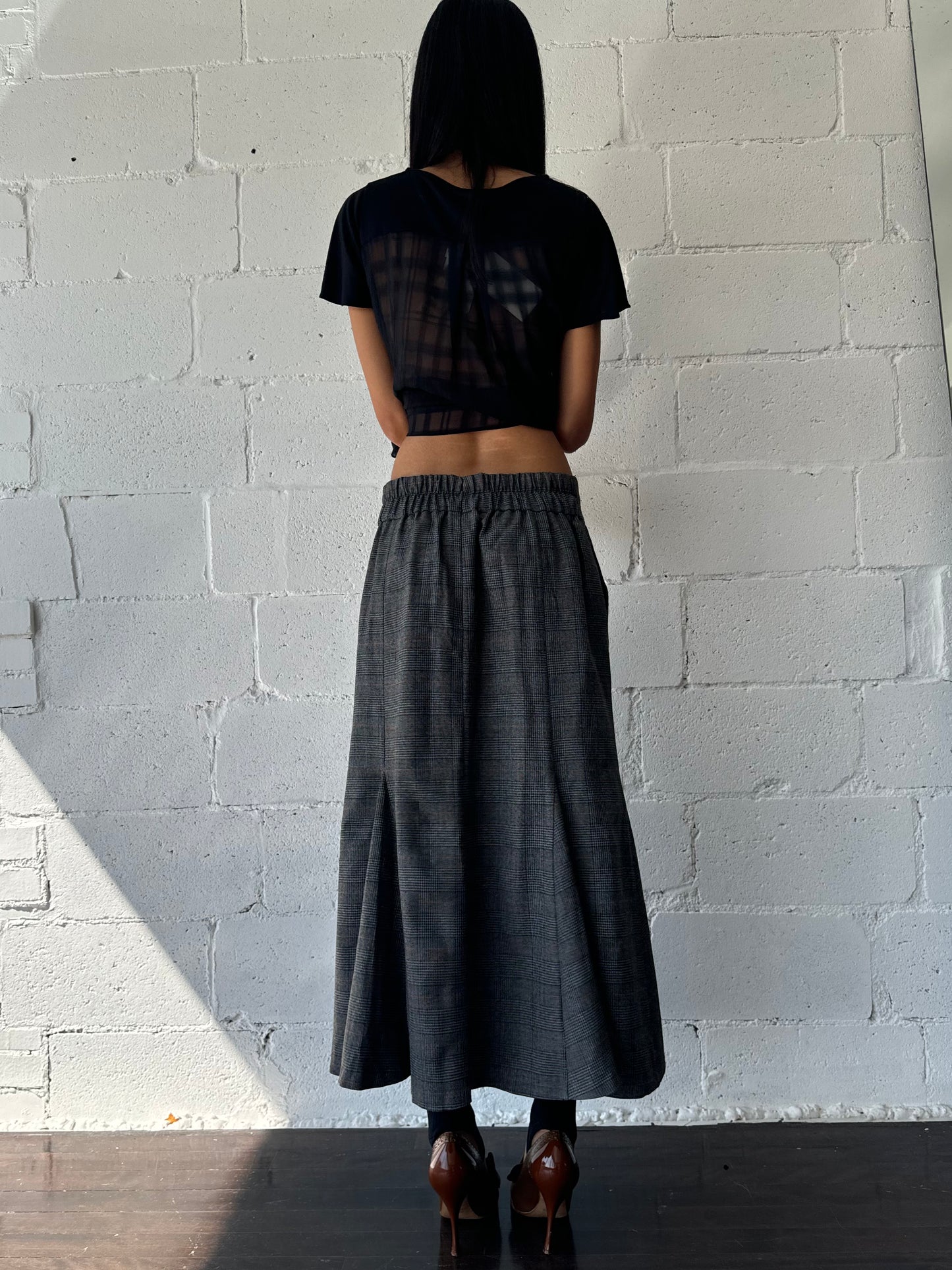 plaid mermaid skirt / grey