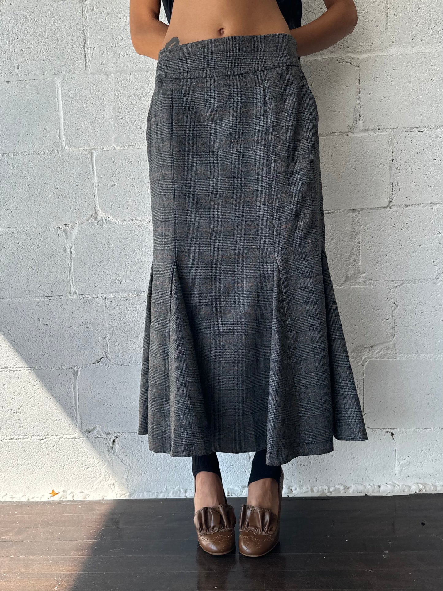 plaid mermaid skirt / grey